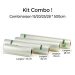 Rouleaux sous vide gaufrés – lot de 2, compatibles toutes machines, 15 à 28 × 500 cm