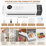 Machine sous vide sans fil 3-en-1 – 62 kPa, écran LED, 3 niveaux, aimantée, sacs & accessoires inclus