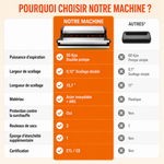 Machine sous vide professionnelle multifonction – double pompe 95 kPa, inox & coupe-rouleau intégré