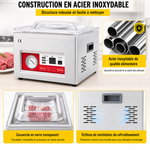 Machine sous vide professionnelle à cloche – chambre inox, -100 kPa, couvercle verre, 60 sacs offerts